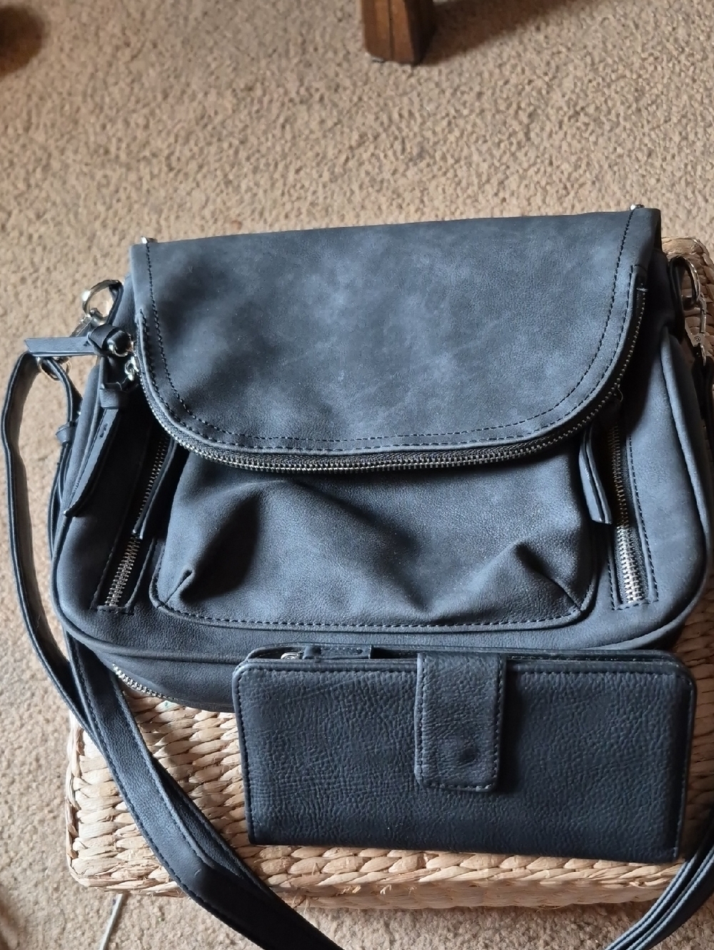 Black Crossbody Bag with Matching Wallet